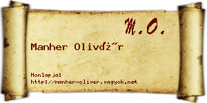 Manher Olivér névjegykártya